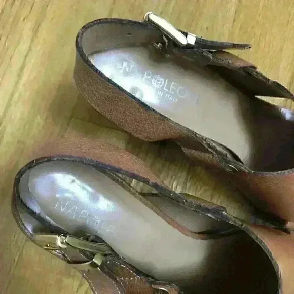 NAPOLEON Leather Slingback Sandals Block Heel ITALY Strappy Casual - Picture 6 of 10